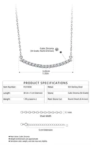 Detailed technical specifications and dimensions for 925 sterling silver smile necklace.