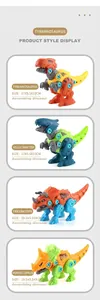 Lot de quatre jouets de dinosaures à démonter : modèles T-Rex, Vélociraptor et Tricératops