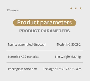 Spécifications détaillées du produit et tableau des tailles pour le jouet dinosaure DIY