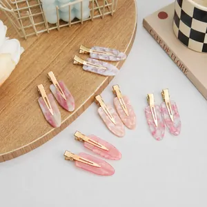 Acetate Cherry Blossom Pink Marble Hair Clips No Trace Seamless Makeup Hairpins For Women Girls Handmade Sweet Hair Accessories