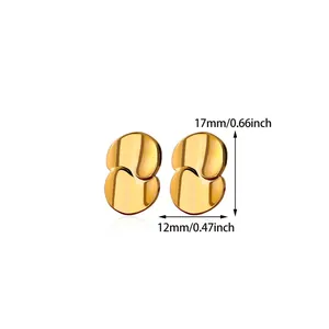 Detailed view of gold-plated titanium steel earrings with size measurements