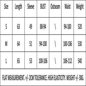 Detailed size guide and measurement chart for loose vintage style blue knit sweater