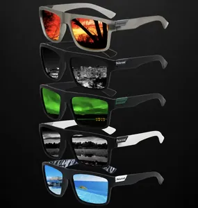Set of five polarized sports sunglasses with various colorful mirrored lenses