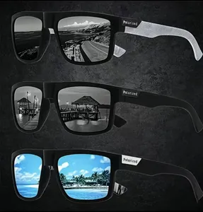 Men's polarized sports sunglasses with UV protection shown in different outdoor scenes