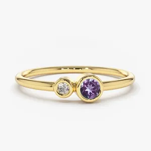 Minimalistischer Kupfer Vergoldeter Lila Weißer Strass Gelenkring Für Damen Stapelbarer Fingerring Schmuck Geschenk
