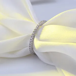 Macro view of a minimalist S925 silver eternity ring set with sparkling cubic zirconia