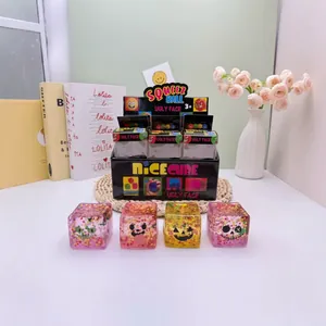 Halloween Cube de Glace Transparent Anti-stress Squishy Maltose Scintillant Remontée Lente Cube Imprimé Visage Cartoon Jouet de Décompression