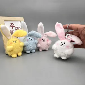 Cute Plush Lop Eared Bunny Keychain Bag Pendant For Women Girls Soft Stuffed Animal Rabbit Doll Toy Keyring Gift Accessories