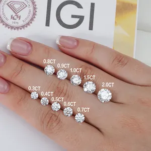 Detail view showing lab-grown diamond sizes from 0.3CT to 2.0CT with IGI certificate