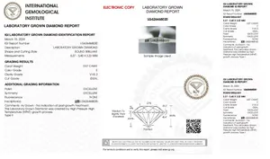 Rapporto di identificazione IGI dettagliato per diamante da laboratorio da 0,57 carati