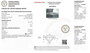 Dettaglio del rapporto IGI per un diamante da laboratorio da 0,56 carati D VVS1