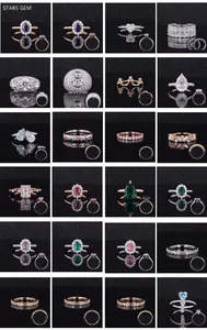 Collezione di anelli con diamanti coltivati in vari tagli e colori di gemme