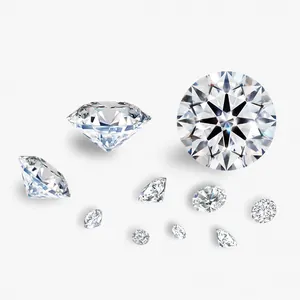 Premium D color VVS clarity round brilliant cut lab grown diamonds on white background
