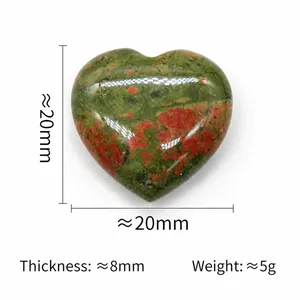 Herzförmiger natürlicher Unakitstein 20mm für DIY-Schmuck und Heilkristall-Dekor