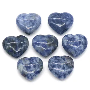 Set aus 20 mm herzförmigen blauen Natursteinen für DIY-Schmuck und Heimdekoration