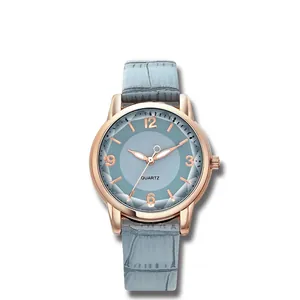 Women's Fashion Quartz Watch Two-Tone Dial Round Zinc Alloy Case Crocodile Pattern Faux Leather Strap Casual Analog Wristwatch