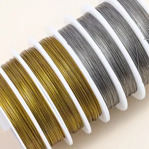 Durable DIY jewelry making beading steel wire spools available in gold and silver