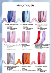 Various styles of decorative ribbons for gift wrapping and wedding crafts, multiple colors.