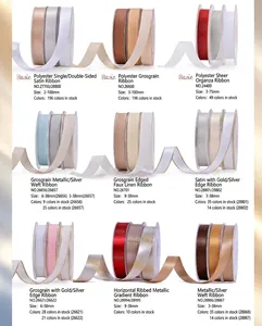 Collection of various decorative ribbons including satin, grosgrain, and organza types.