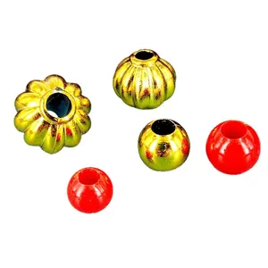 Perles citrouilles dorées et perles d'espacement rouges pour la création de bijoux DIY