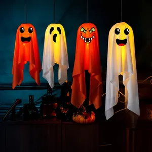 Vierteiliges Set hängende Halloween-Geisterlichter mit Gesichtern für die Innenraumdekoration