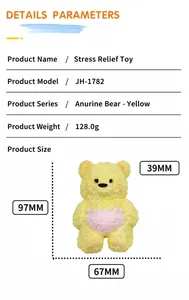 Spécifications détaillées pour un jouet antistress en silicone jaune en forme d'ours