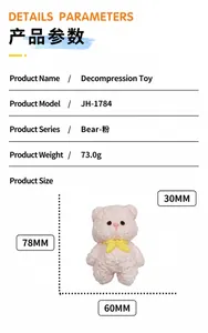 Spécifications détaillées du jouet anti-stress en silicone en forme d'ours rose.