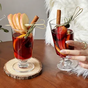 Transparent Glass Wine Goblet For Winter Mulled Wine And Cocktails Minimalist High Aesthetic Drinking Glass Cup Elegant Stemware