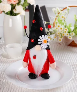 Creative ladybug themed plush gnome doll for Halloween and Christmas holiday home decor