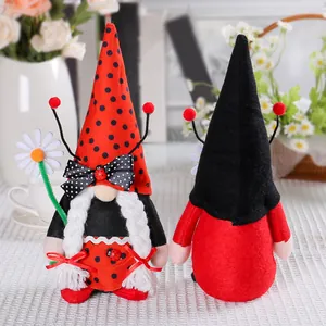 Creative ladybug gnome plush dolls for Halloween and Christmas home decoration.