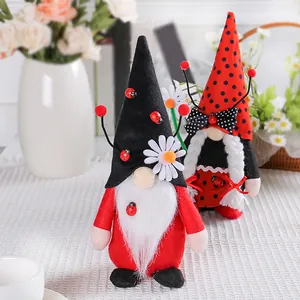 Adorable handmade ladybug gnome plush dolls for seasonal home holiday decoration