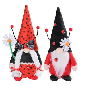 Creative ladybug gnome plush dolls with polka dot hats for holiday home decoration