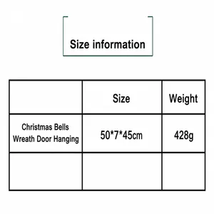 Size and weight specifications for the Christmas pine cone bell wreath decoration.
