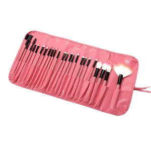 Juego completo de 24 brochas de maquillaje con mangos rosas y estuche a juego incluido