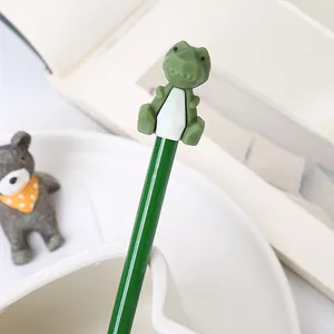 Creative 3D cartoon dinosaur gel pen for students with cute green animal topping