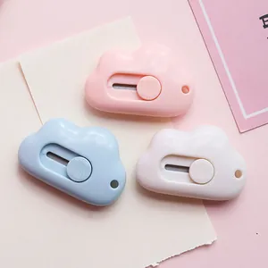 Pastel cloud-shaped mini utility knives set for portable box opening and DIY crafts