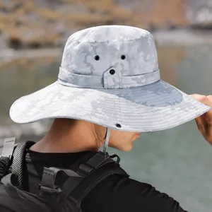 Wasserfester Camouflage-Sonnenhut mit breiter Krempe für Herren zum Angeln und Wandern