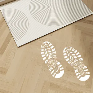 Autocollants de traces de pas de Noël blancs réalistes sur parquet avec texte de Noël