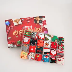 Set scatola regalo calendario dell'avvento calze di Natale con 24 paia di calzini
