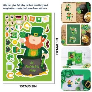 Hoja de pegatinas DIY de San Patricio, tema de duende, medidas 15x21cm / 5,9x8,3 pulg.