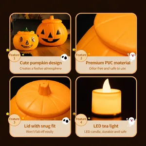 Halloween pumpkin bucket with LED light and lid for kids' trick-or-treating