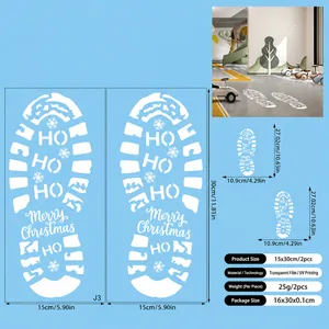 Stickers de sol empreinte de Père Noël blanc pour décoration de Noël chambre