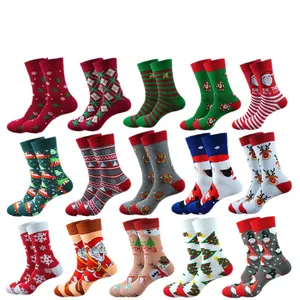 Set di 15 paia di calze natalizie colorate con motivi di Babbo Natale e renne