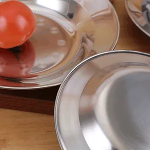 Durable 410 stainless steel round dinner plate with elegant mirror finish for home