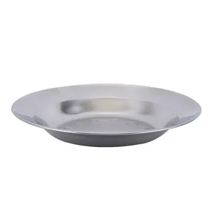 High-quality 410 stainless steel round dinner plate for home or canteen use.