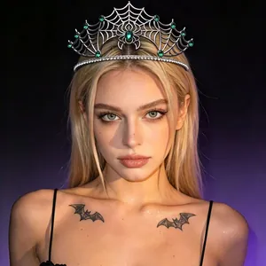 Barock Gotik Spinnennetz Legierung Krone Für Damen Halloween Party Strass Spinne Tiara Stirnband Vintage Braut Haarschmuck