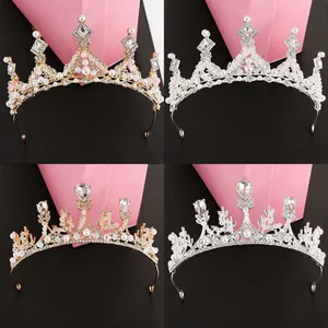 Girls Princess Crown Tiara Alloy Gold Silver Plated Butterfly Artificial Pearl Rhinestone Headband Hair Accessories For Kids Party Birthday Gift