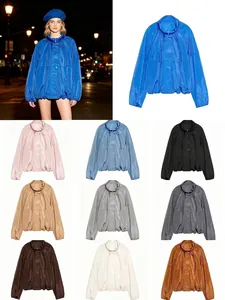 Collage of colorful lightweight stand collar nylon jackets for women