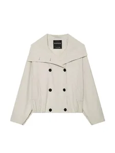 Stylische Damen-Plaidjacke mit markantem Überlappungskragen und modischen Raglanärmeln