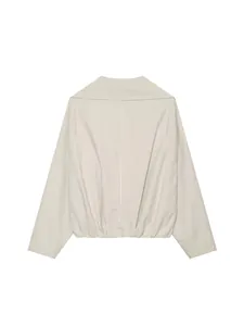 Elegante minimalistische Karo-Jacke mit überlappendem Kragen und Raglanärmeln für Damen